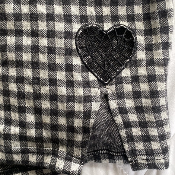 Embroidered Heart Decal Plaid Dress - Picture 2 of 6